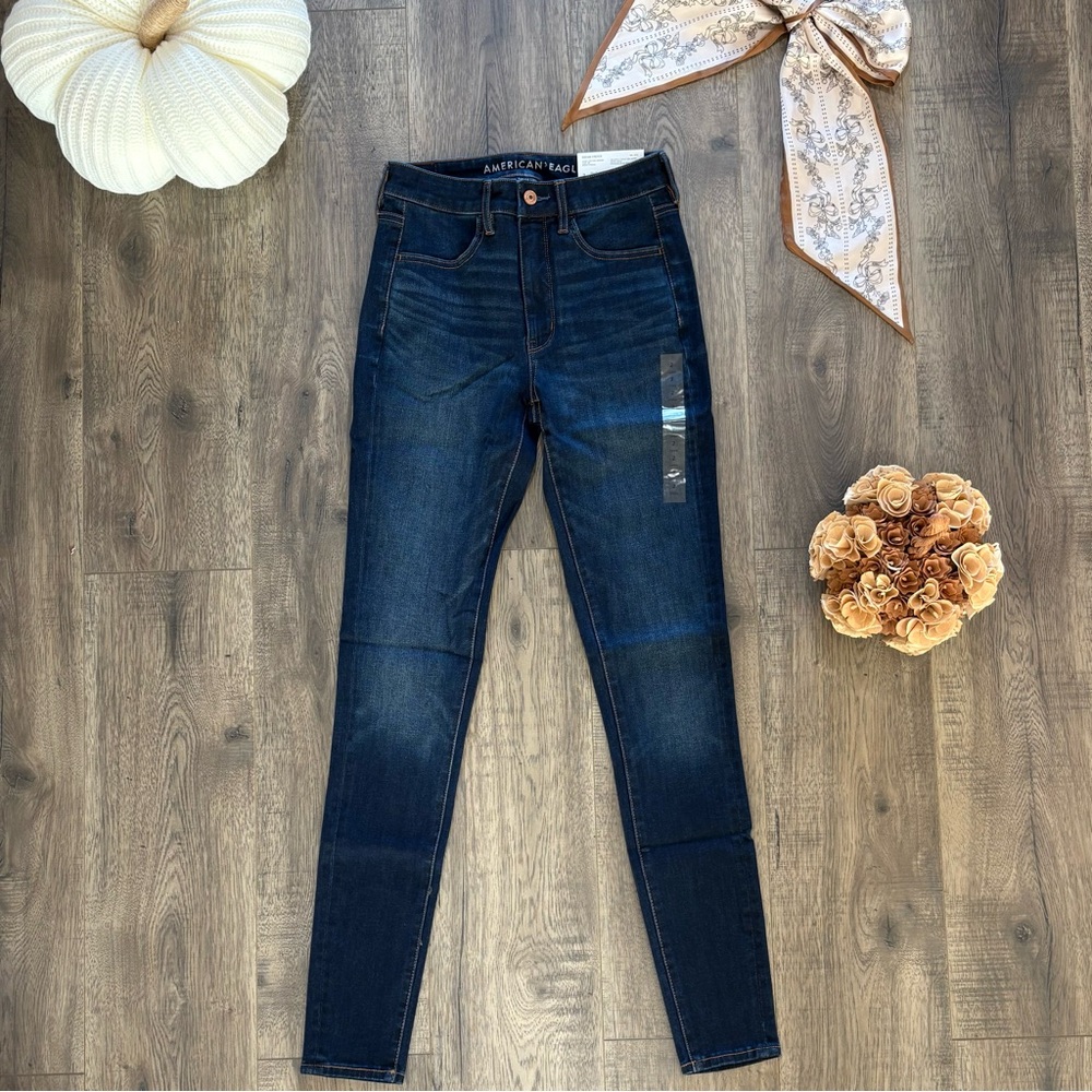 American Eagle Outfitters Dream Stretch Dark Ink Super High Rise Jegging 2 Long